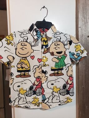 Charlie Brown And Friends Boys Short Sleeve Button Down Collar Shirt By Peanuts